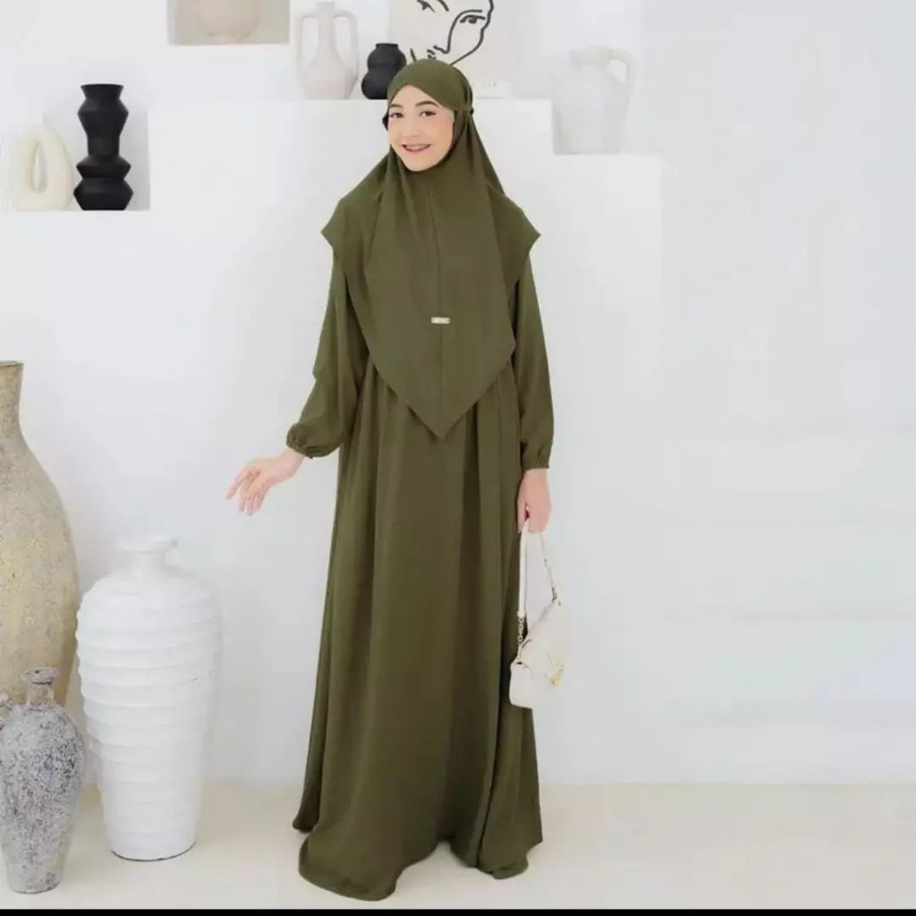 Gamis Wanita Dewasa Anisya Syar'i Terbaru 2024 Lebaran Putih Kekinian | Gamis Crinkle Airflow Premiu