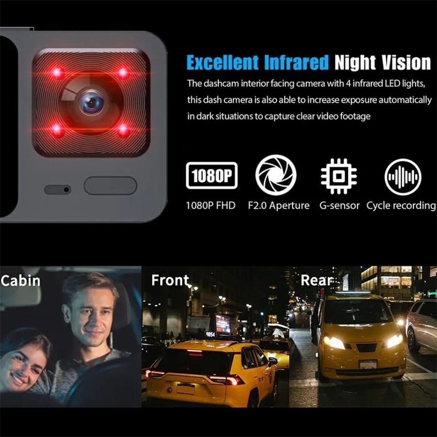 MH - KAMERA MOBIL 3 KAMERA FULL HD LAYAR 2IN DVR MOBIL DASHCAM S103