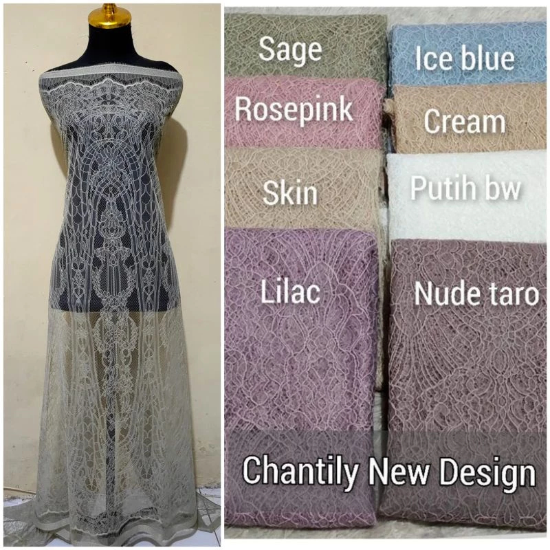 KAIN BRUKAT CHANTILLY LACE, BROKAT CHANTILY, KAIN BAHAN KEBAYA BRUKAT SANTILI