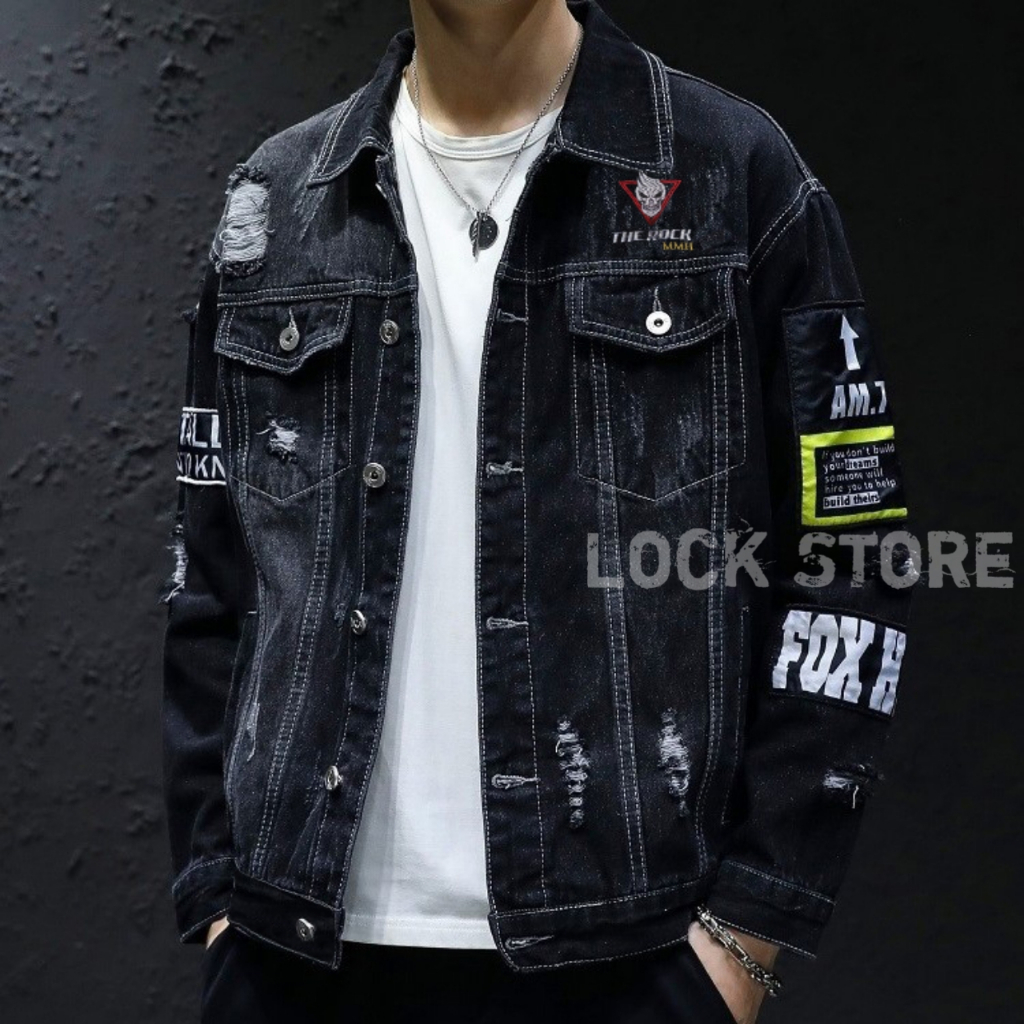 Jaket Jeans Denim HipHop Bordir