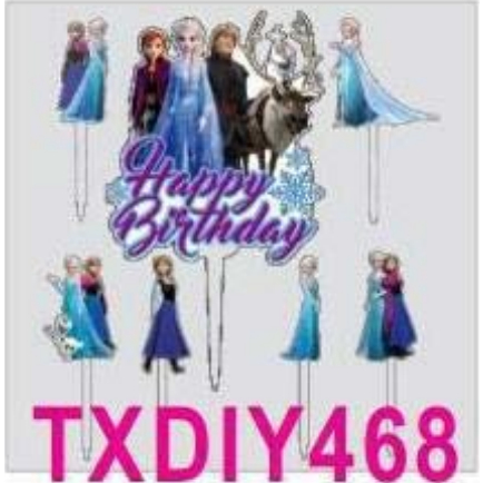 Cake Toper Acrylic Hiasan Kue Topper kue Ulang Tahun FROZEN SET 7 PCS