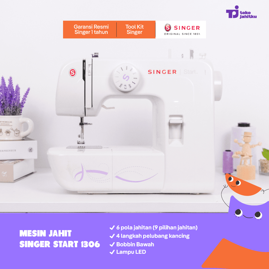 Mesin Jahit Portable SINGER 1306 | Mesin Jahit Portable Multifungsi SINGER 1306 Start