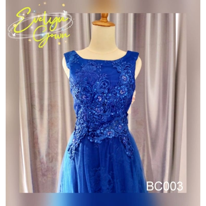 gaun/dress pesta biru preloved