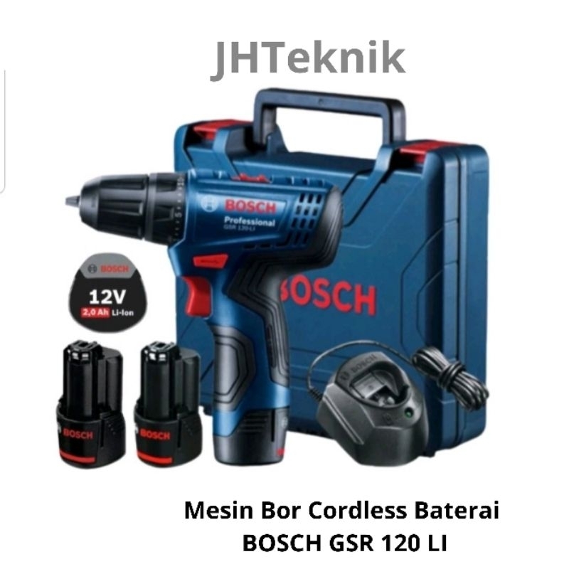 JHteknik Mesin Bor Cordless Baterai 12V BOSCH GSR 120 LI ASLI ORIGINAL BOSCH
