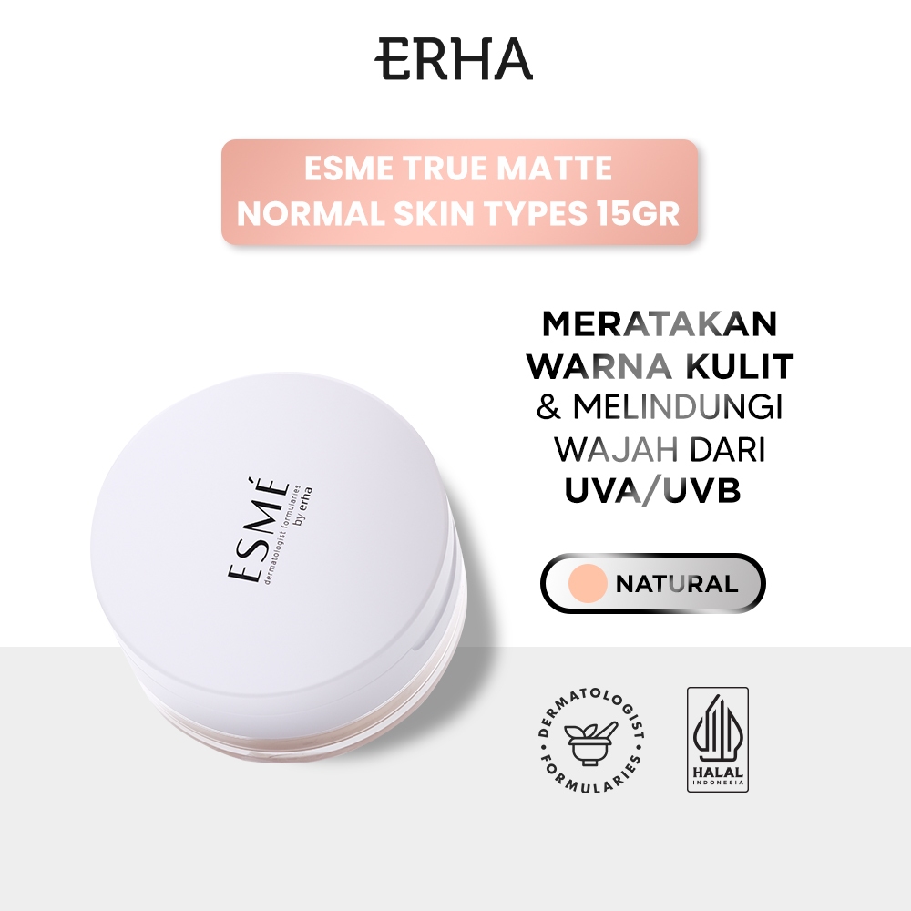 ERHA ESME True Matte Normal Skin Types Natural 15 gr - Bedak Tabur Kulit Normal Warna Natural