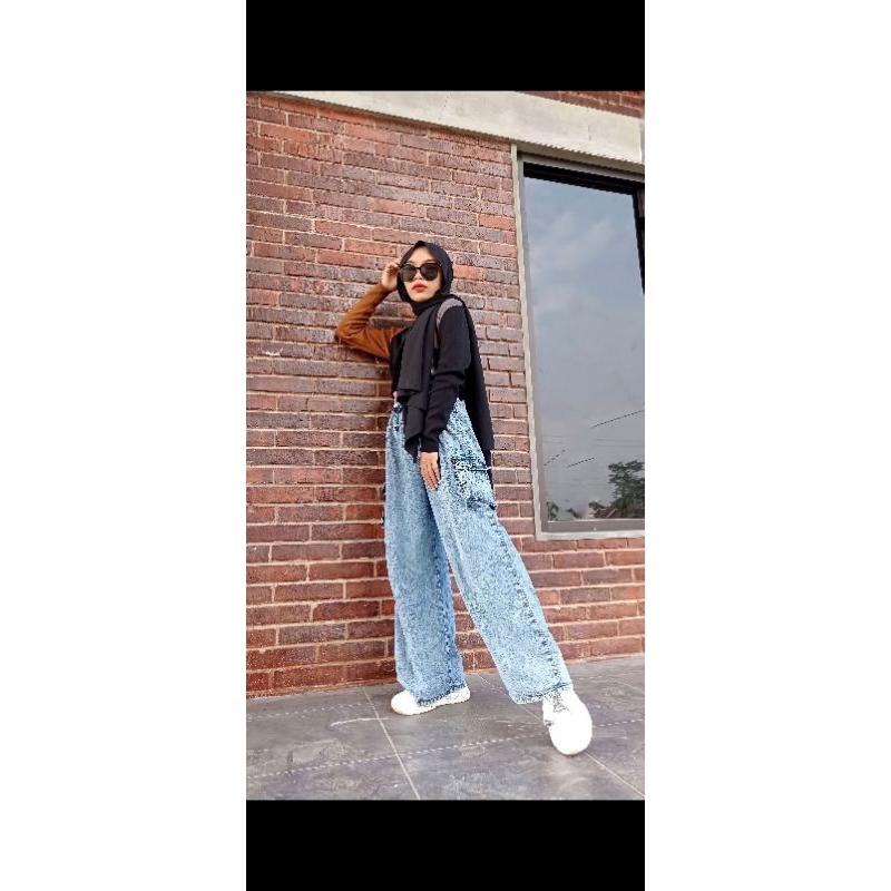 CELANA KIMPUL CARGO JEANSWASHED PREMIUM||CELANA KIMPUL WANITA JEANS