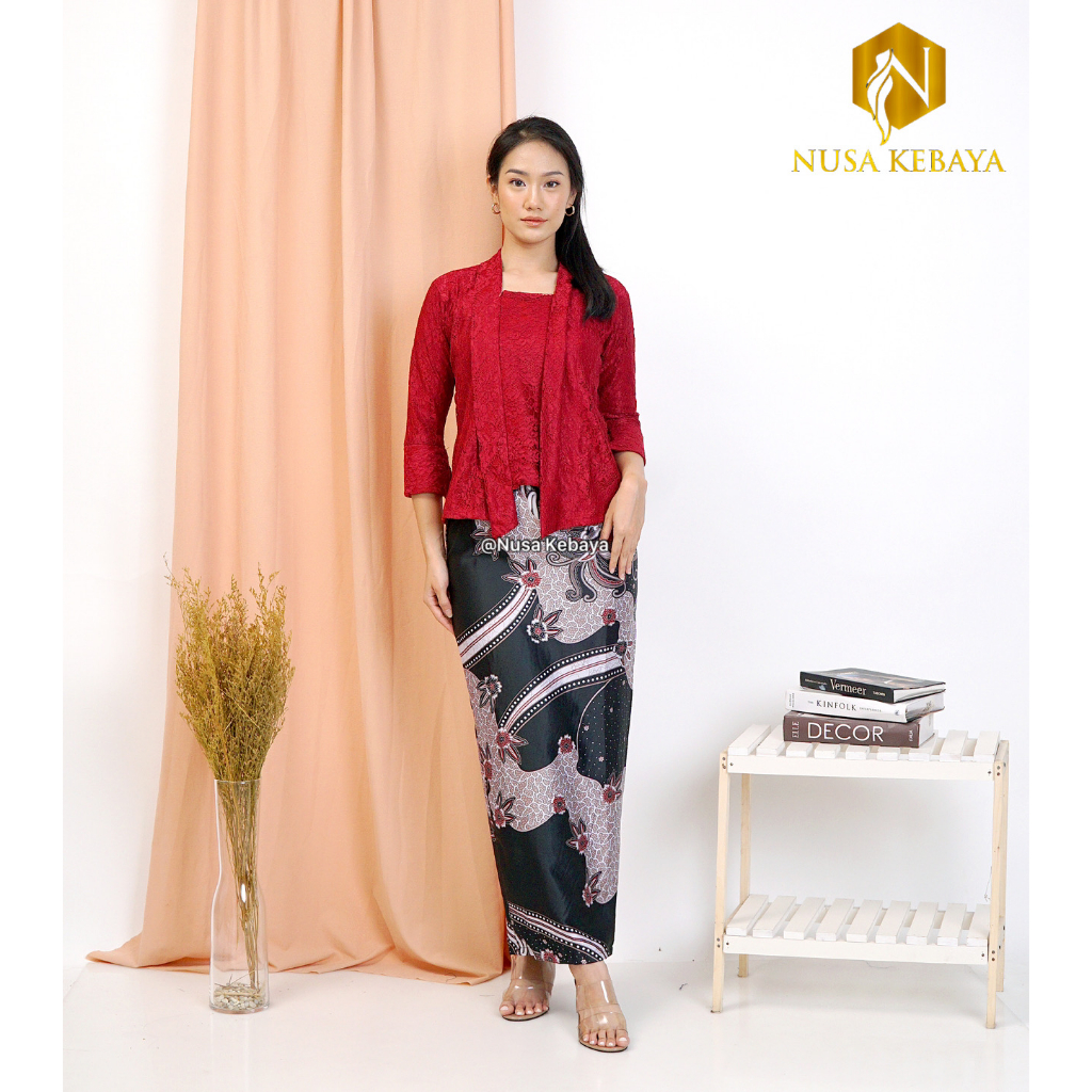 Nusa_Kebaya Setelan Kebaya Kutubaru Modern Set Rok Span Batik/Kebaya Wisuda Kondangan Lamaran Modern