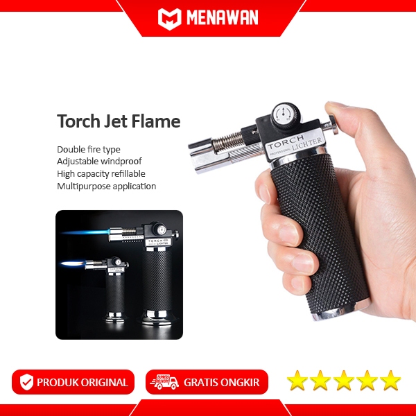 Torch Turbine Lighter Jet Flame Korek Api Gas Bara Butane Fuel Anti Angin Original