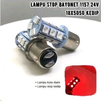 Lampu Rem Bayonet 1157 24V 18 LED 5050 Kedip Merah