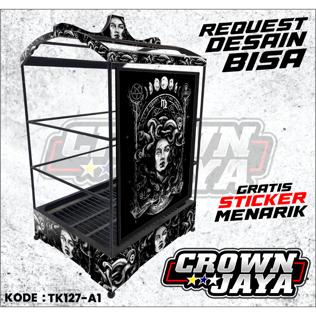 Decal Sangkar Kotak ORIQ JAYA No 1 2 3 - Stiker Decal Sangkar Kenari Motif Medusa - TK