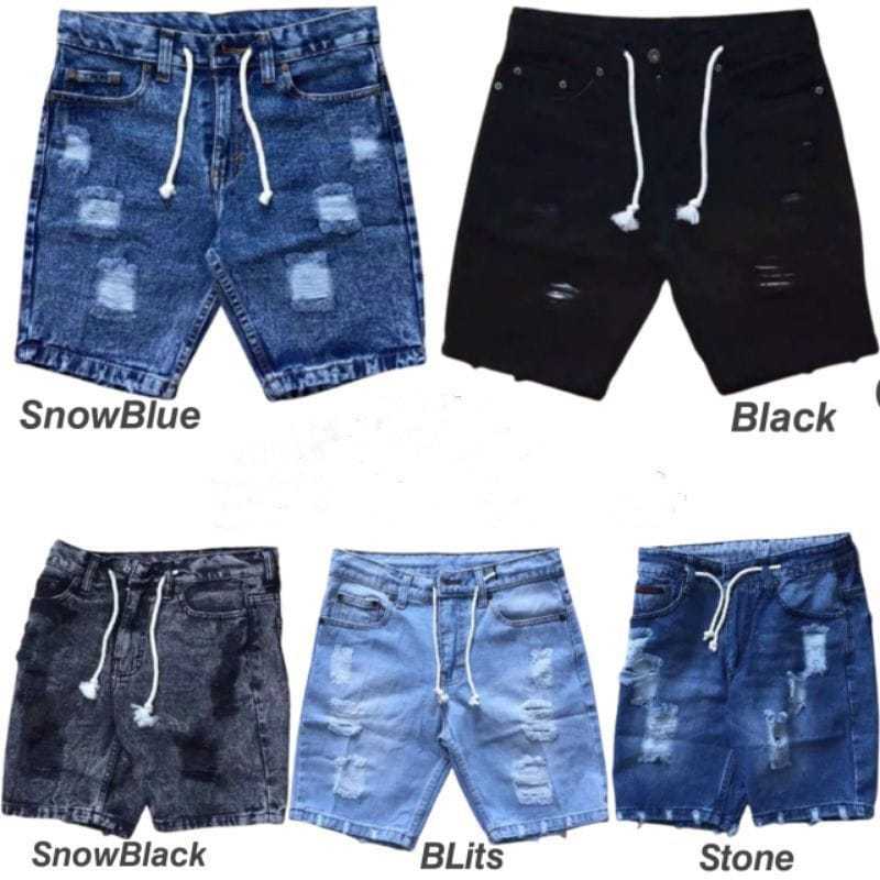 Celana Sobek Pendek Pria Bahan Jeans size 27-38