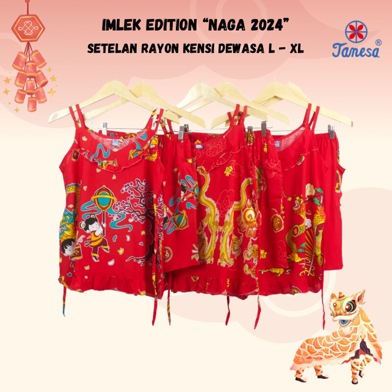 [TANESA] STELAN PIYAMA BAJU TIDUR RAYON IMLEK SHIO NAGA KELINCI WANITA DEWASA JUMBO