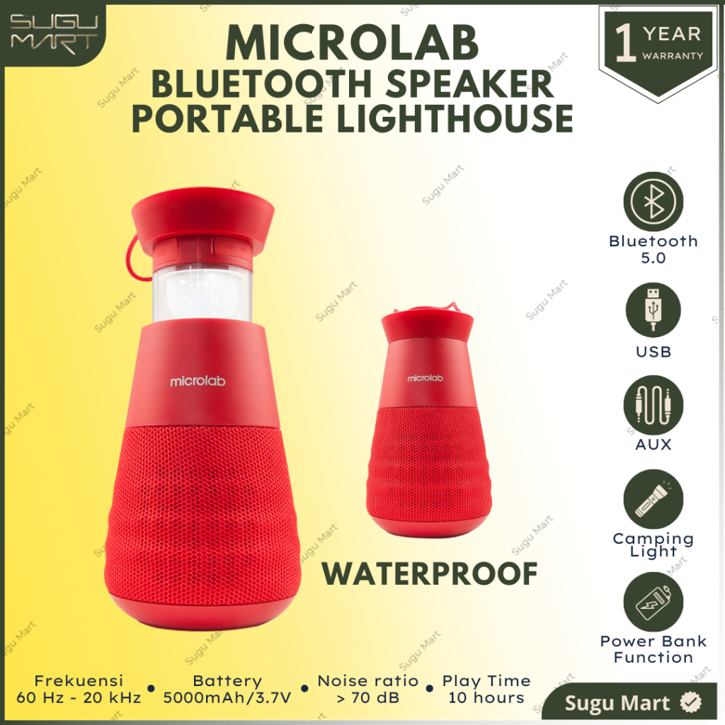 Microlab Lighthouse bluetooth Wireless Portable Speaker | Speaker Portable | Speaker Dengan Lampu | 