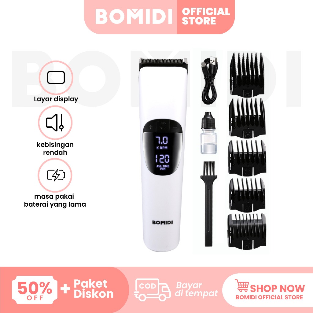 BOMIDI Alat Cukur Rambut Elektrik L1/Mesin Cukur/Hair Clipper Cordless Professional Pemotong Rambut