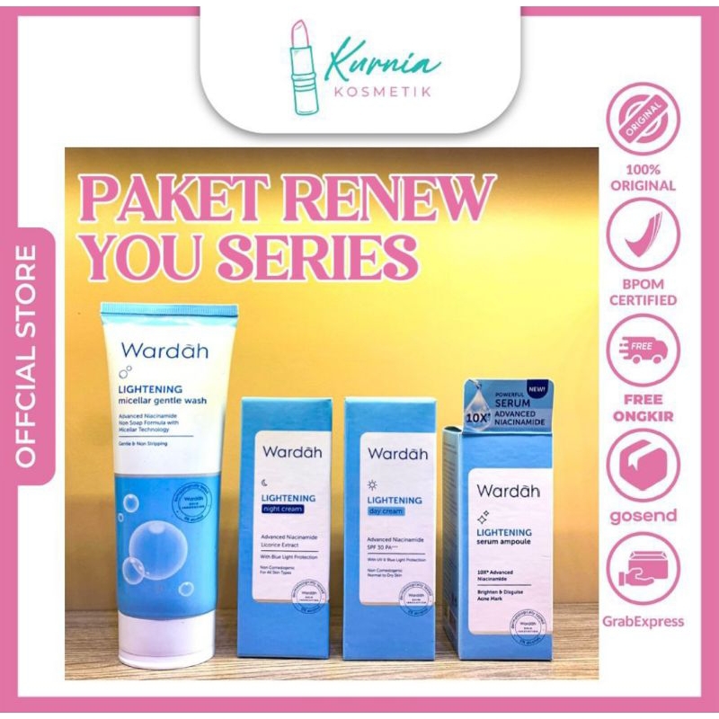 Wardah Paket Lightening Series 100% Orginal Mencerahkan dan menghilangkan bekas jerawat