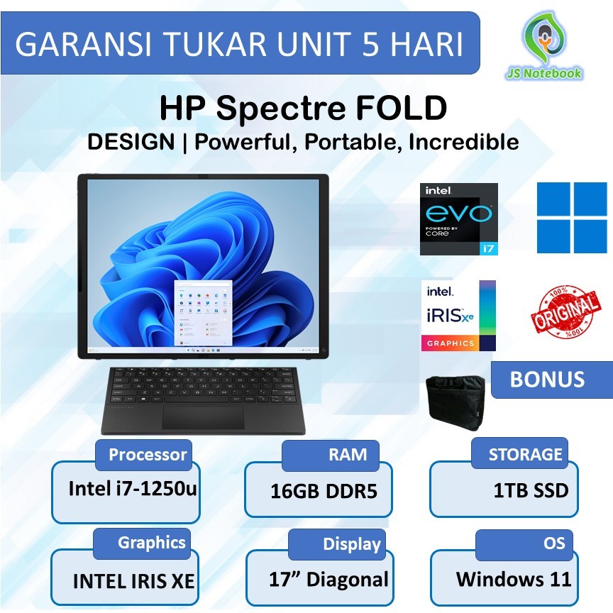 Hp Spectre 17 Foldable OLED Intel core i7-1250u 16GB 1TB SSD WIN11 Touch