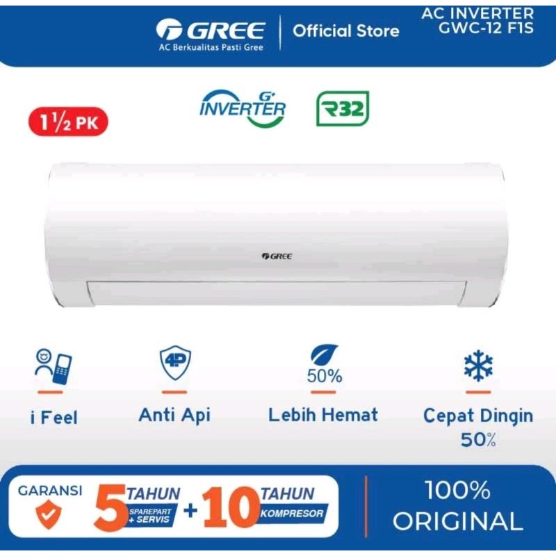 AC GREE 1/5 PK INVERTER GWC-12F1S AC GREE 1.5PK INVERTER 12F1S