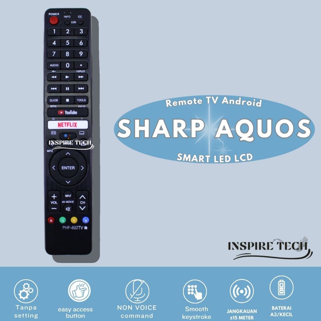 REMOT REMOTE TV SHARP AQUOS SMART LED ANDROID GB326WJSA Type  602-TV