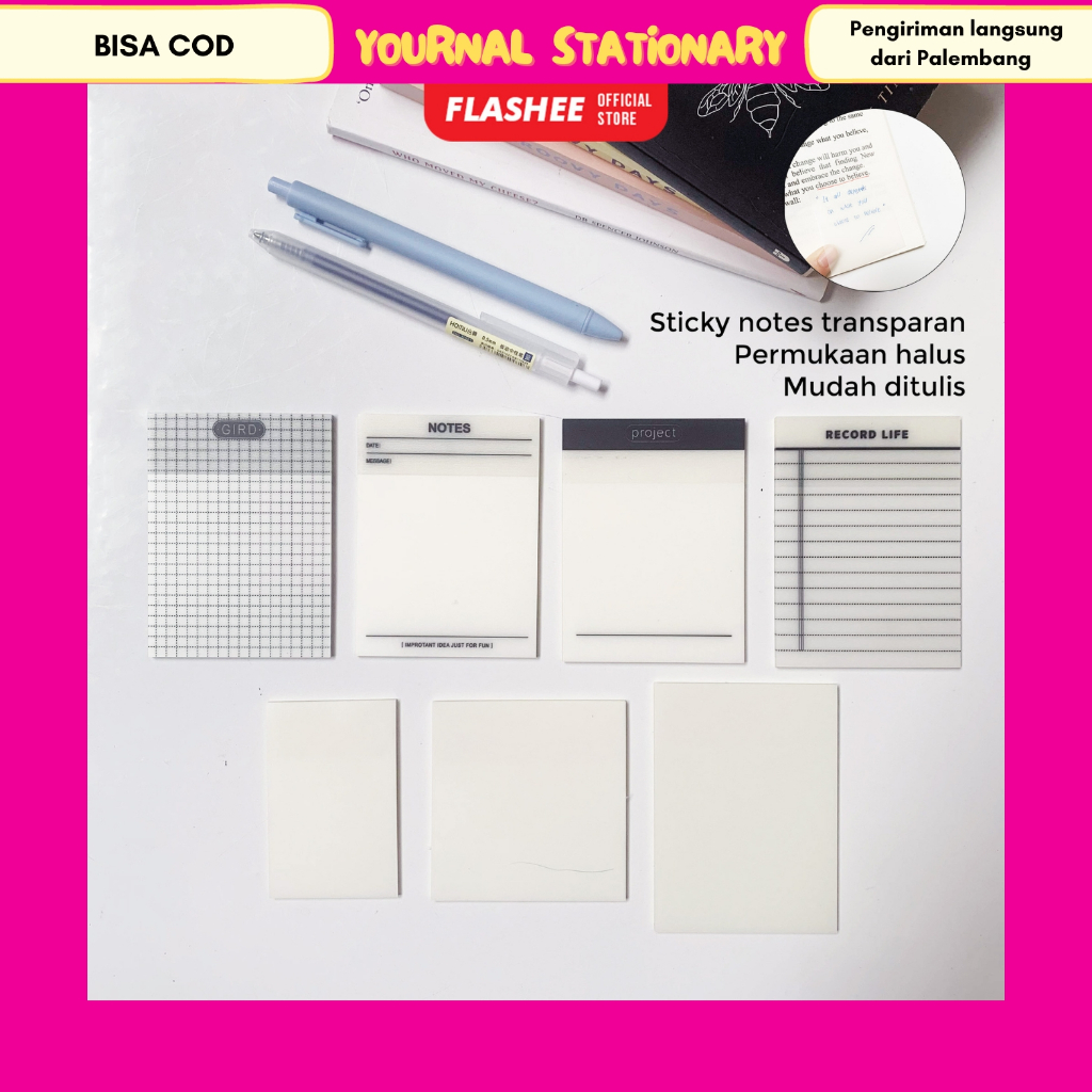 

Sticky Notes Flashee Transparan Anti Air Memo Bening Tahan Air Permukaan Halus Sticky Notes Transparent Kantor Sekolah