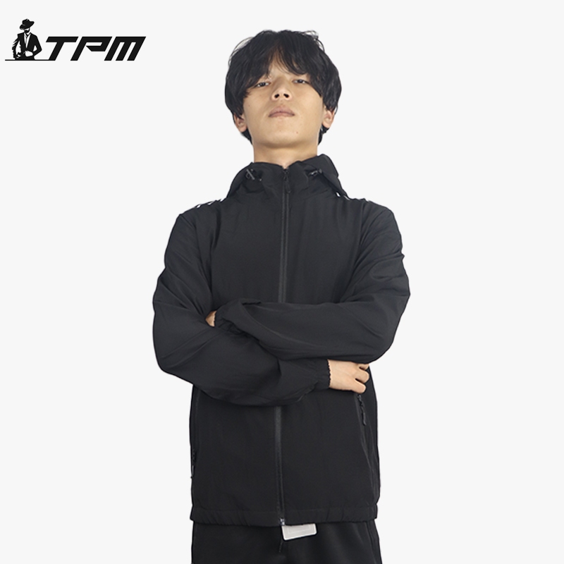 TPM Olahraga Parasut Premium Pria Hitam Jacket Running Atasan Jacket
