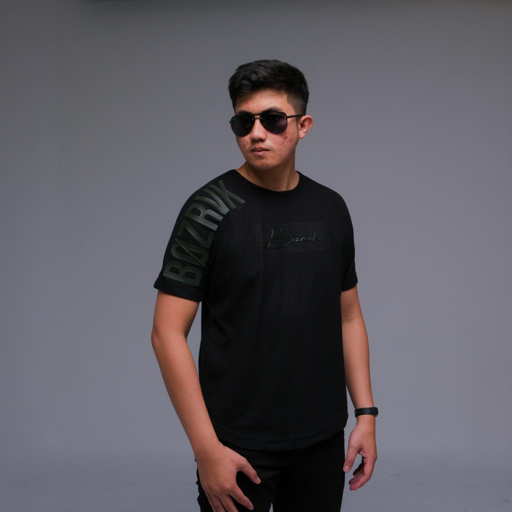Kaos Pria Lengan Pendek Sablonan 3D Timbul Tshirt Hitam BOZRVK