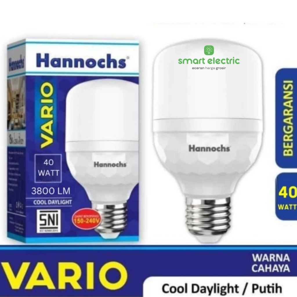 Hannochs Vario 40 Watt Bola Lampu LED Bohlam Putih Bagus Murah Garansi