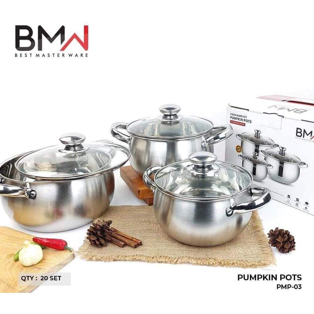 Panci set BMW stainless 1 set dapat 3 panci/panci set/panci stainless/panci/wedding gift/kado/hadiah