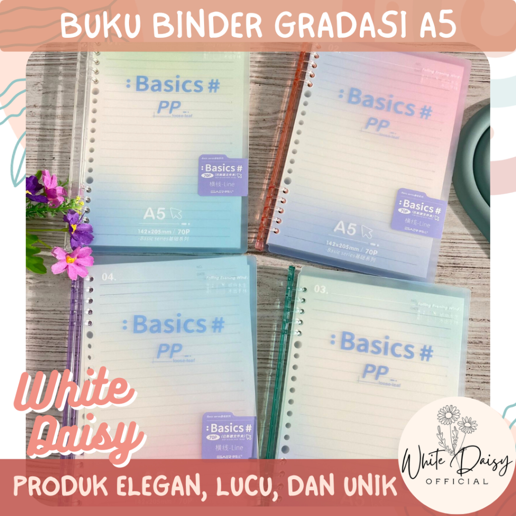 

Buku binder gradasi A5 transparan premium lucu imut unik + Kertas