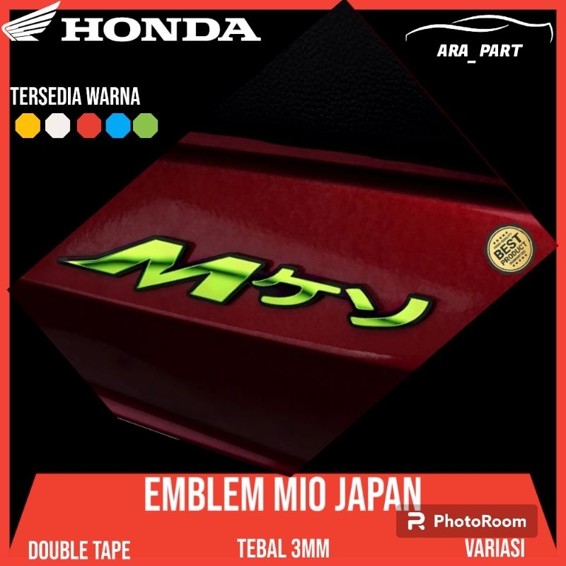 EMBLEM TIMBUL MIO SPORTY TULISAN JEPANG/LOGO MIO SMILE TULISAN JEPANG/AKSESORIS MOTOR MIO SPORTY