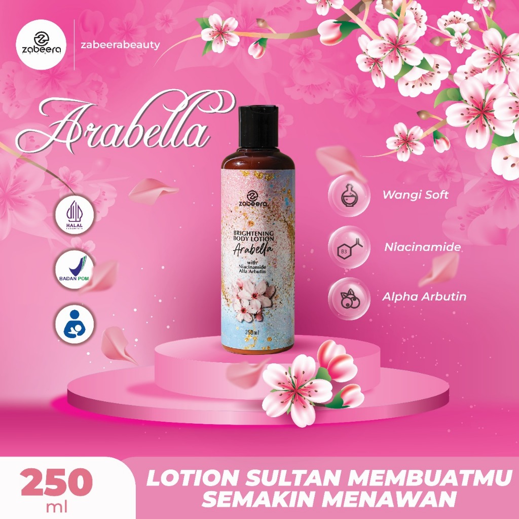 Brightening Body Lotion ARABELLA  250ml | Lotion Pemutih Kulit Aman BPOM dan Halal