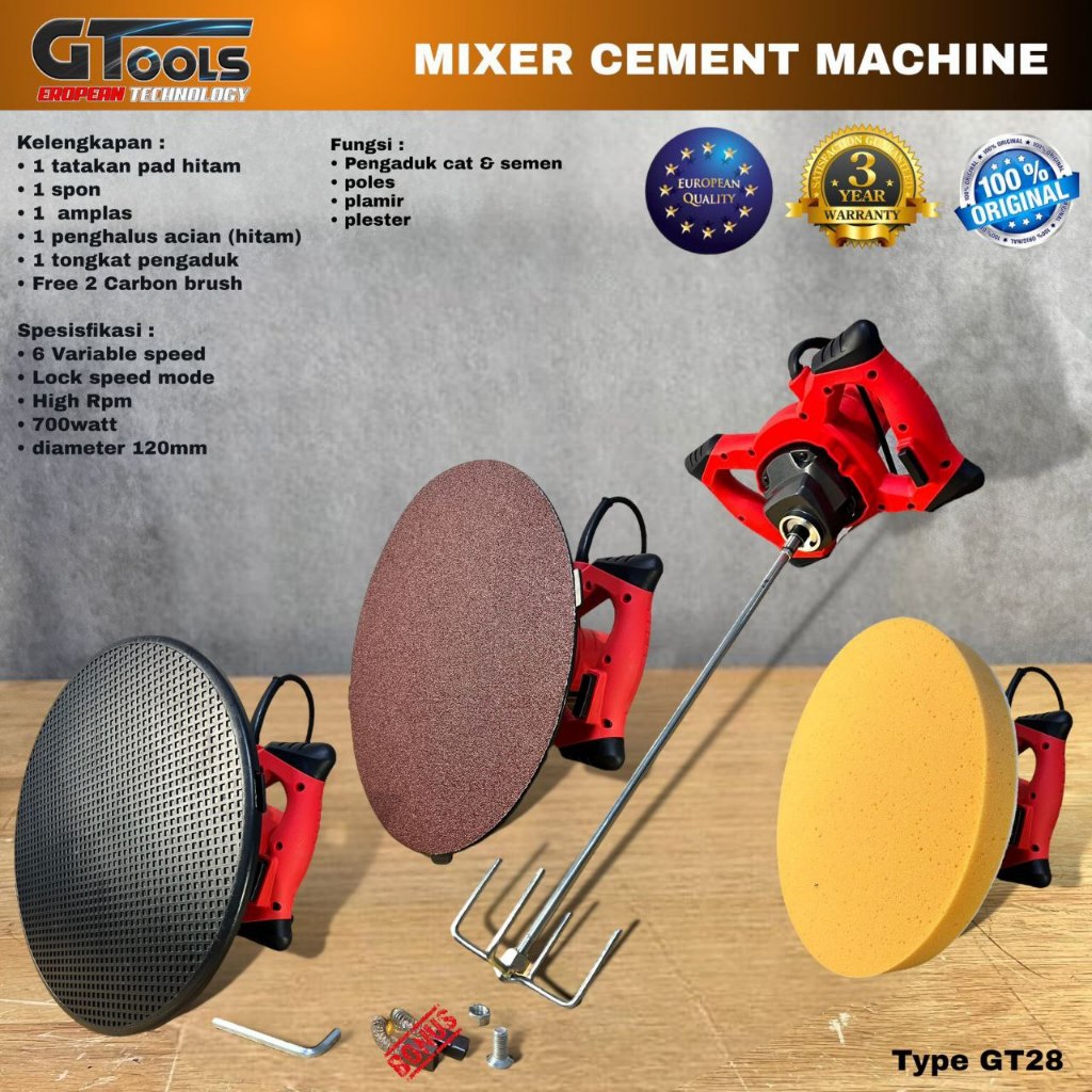 MESIN PLESTER DAN MESIN PENGADUK ACIAN SEMEN Gtools GT28 Mesin bor pengaduk semen acian cat. Mixing 