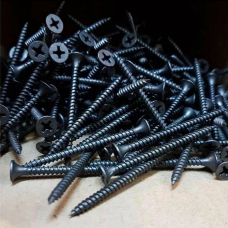 Sekrup 50pcs Baut Baja Gypsum Gipsum 2,5cm 3cm 4cm 5cm 7cm Sekrup Gypsum Hitam