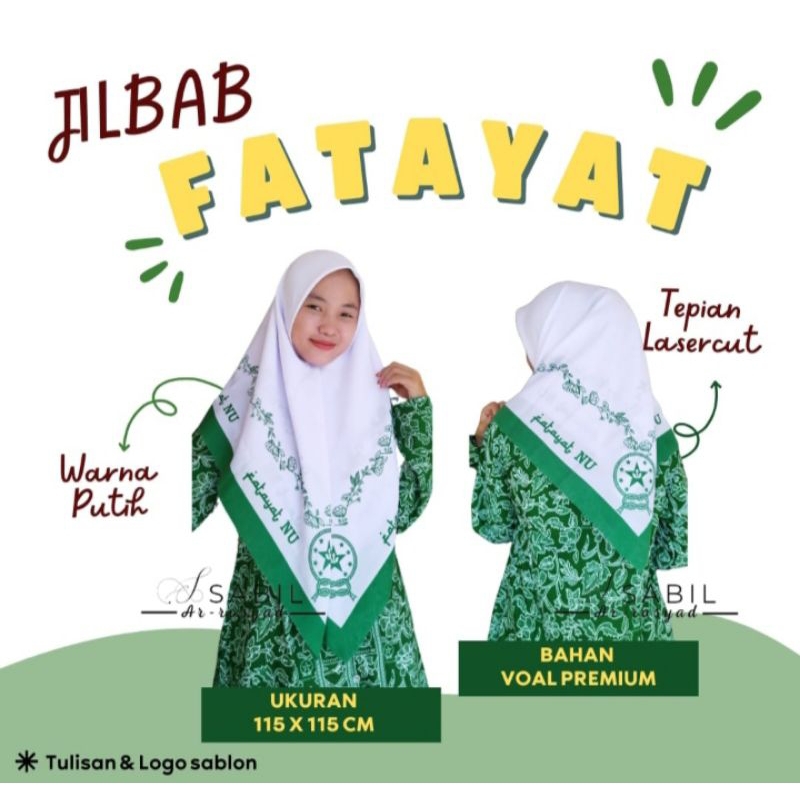 Jilbab Fatayat NU Kerudung Segi Empat Fatayat Bahan Voal