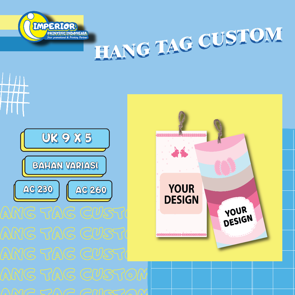 

Cetak Hang Tag Custom - label Hang Tag - Bahan variasi 1 sisi