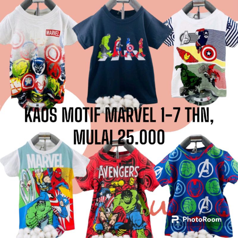 KAOS ANAK MARVEL / KAOS MOTIF MARVEL ANAK / KAOS ANAK MURAH / KAOS ANAK FULL PRINT / KAOS ANAK KATUN
