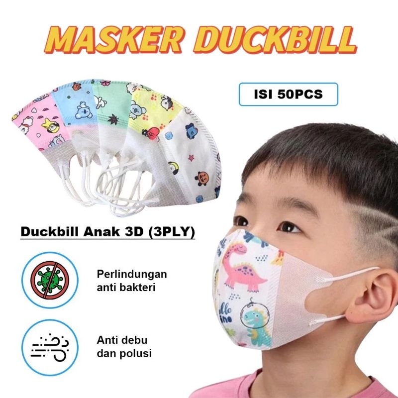 (ECER) MASKER DUCKBILL ANAK MOTIF COWOK