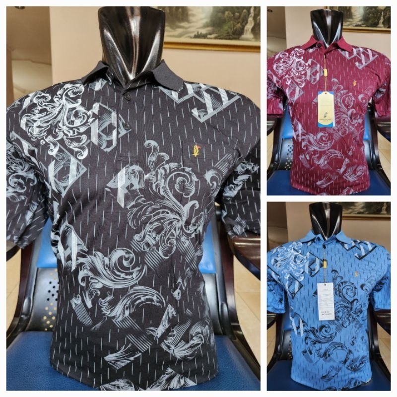 kaos kerah NXN motif batik bahan Katun Kaos