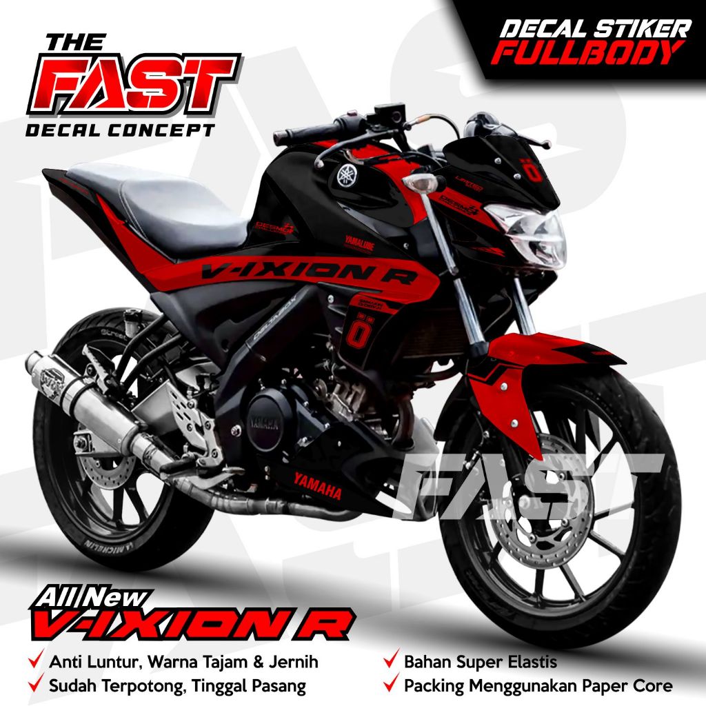 Decal Vixion R / All New V-ixion Fullbody Racing Variasi Hitam Warna TERBARU BISA COD