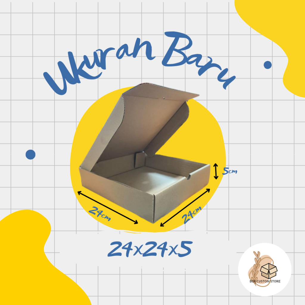

Packing Kardus Box Pizza Die Cut Polos Ukuran 24cm x 24cm x 5cm