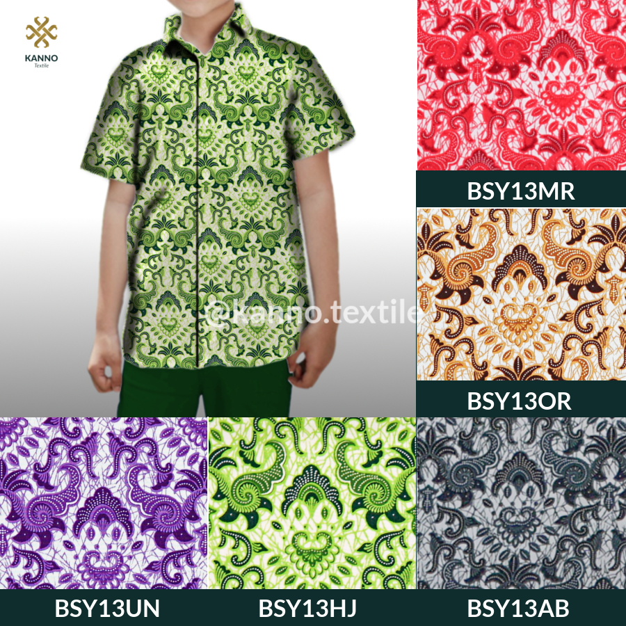 KAIN BATIK SERAGAM SEKOLAH SD SMP SMA BAHAN BSY SANWOS BSY13 WARNA MERAH/KUNING/HIJAU/UNGU/ABU