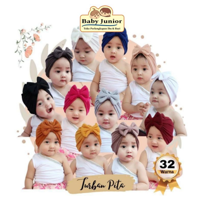 Turban Anak Bayi Bahan Jersey - Turban Pita Dengan Busa Bantalan