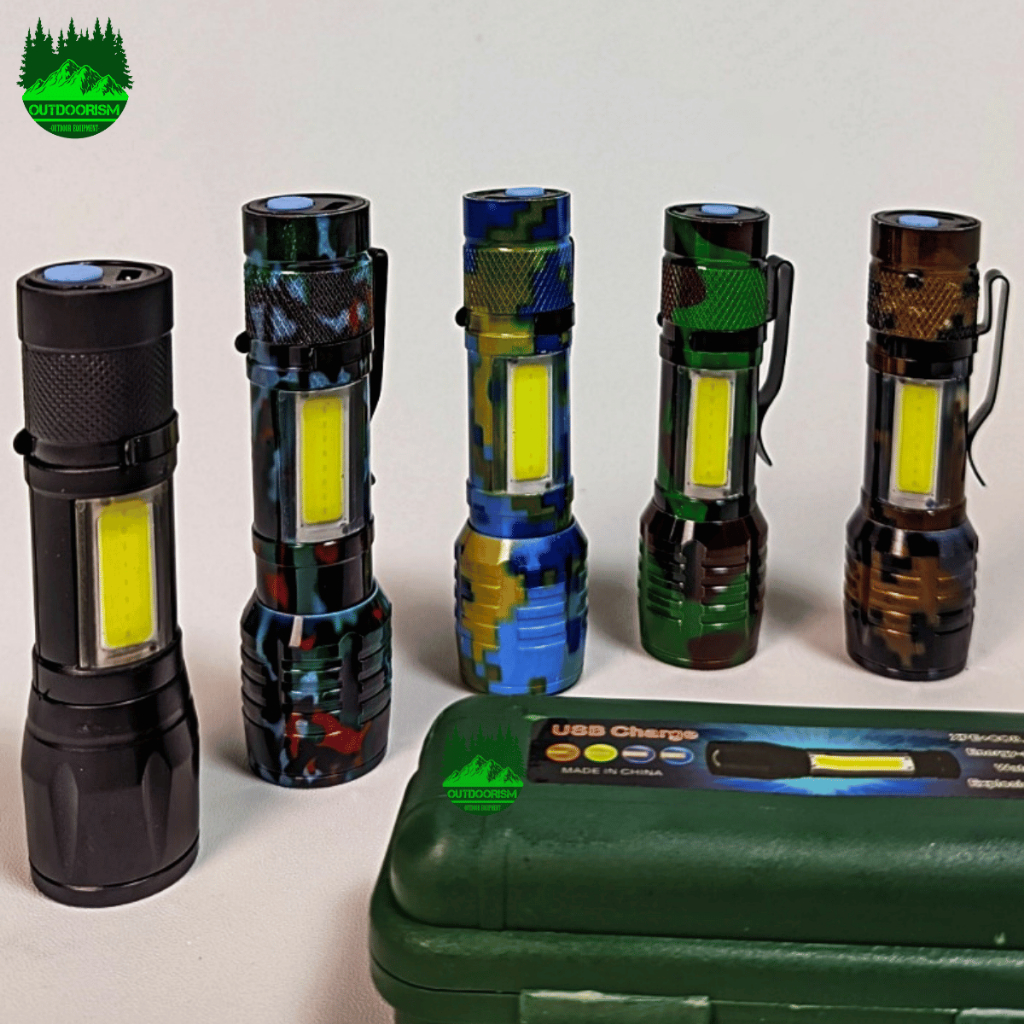 Senter USB LED MINI 808 Tali Polos | Senter Cliff 809 | Senter LED Zoom In Zoom Out Free Box + USB