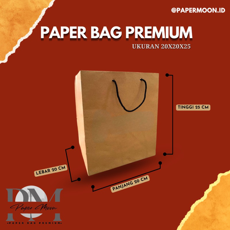 

Paperbag 20x20x25 (PxLxT) Craft Coklat (1 Lusin)