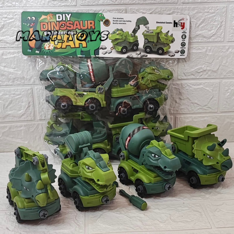 Mainan Anak Mobil Dino Kontruksi DIY Dan Mobil Truck DIY.
