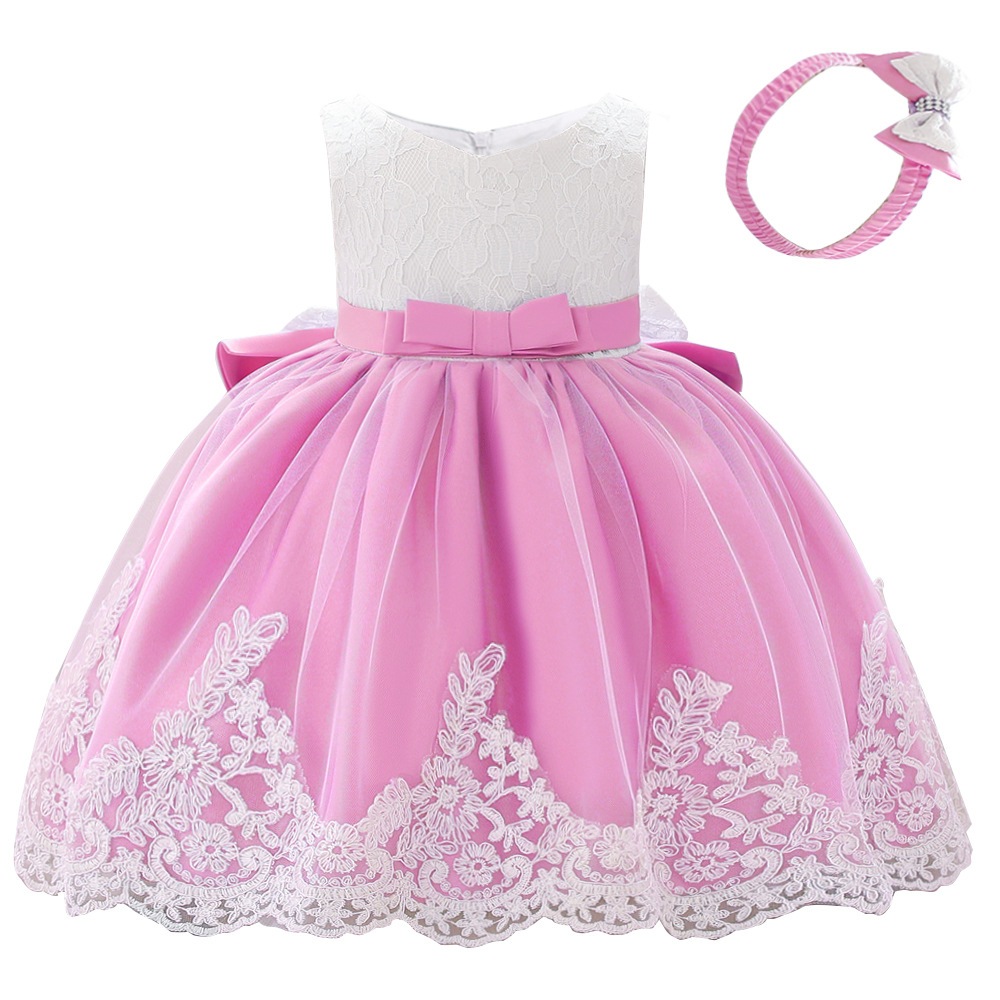 Gaun Bayi Import Cantik Warna Putih Pink Ungu Size 60-70 Usia 0-12 bulan Gaun Putih Bayi Dress Tardi
