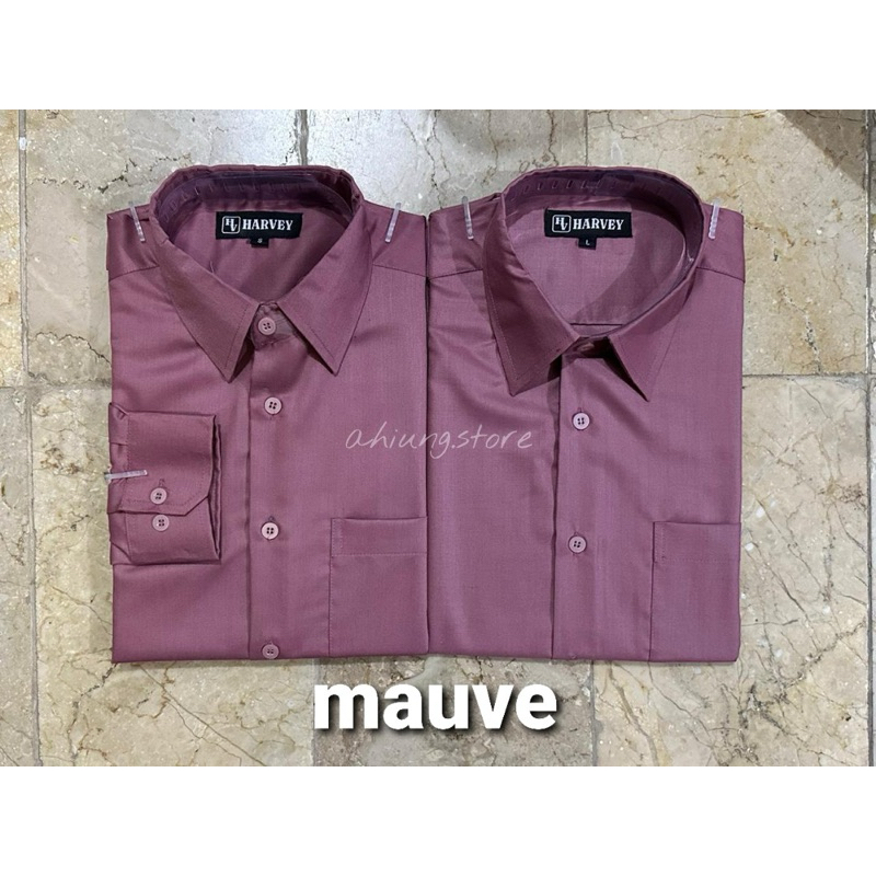 KEMEJA PRIA HARVEY - KEMEJA POLOS LENGAN PANJANG / PENDEK PRIA WARNA MAUVE