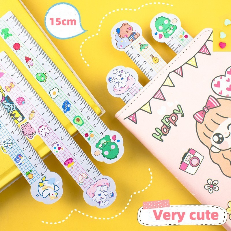 

Penggaris Model Korea ins angin kartun lurus pengukur hewan lucu PVC pengukur siswa alat tulis 15cm pengukur kecil pengukur