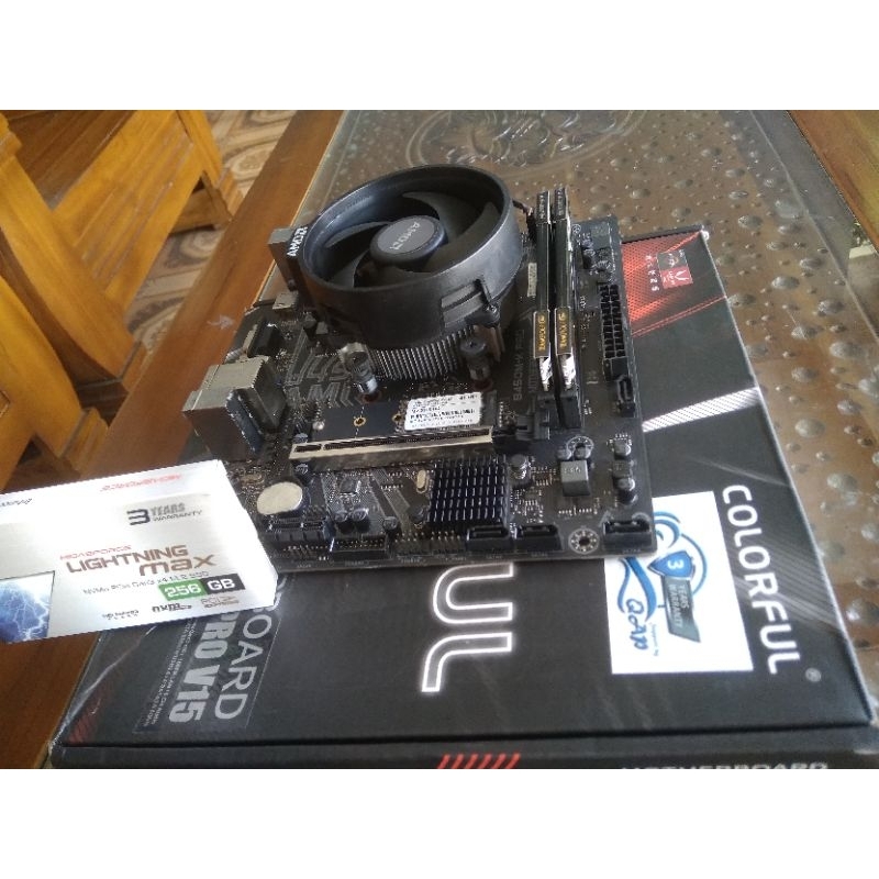 Paket Ryzen 5 3400g + A320m + ram 16gb kit+ M.2 256gb/ 128gb