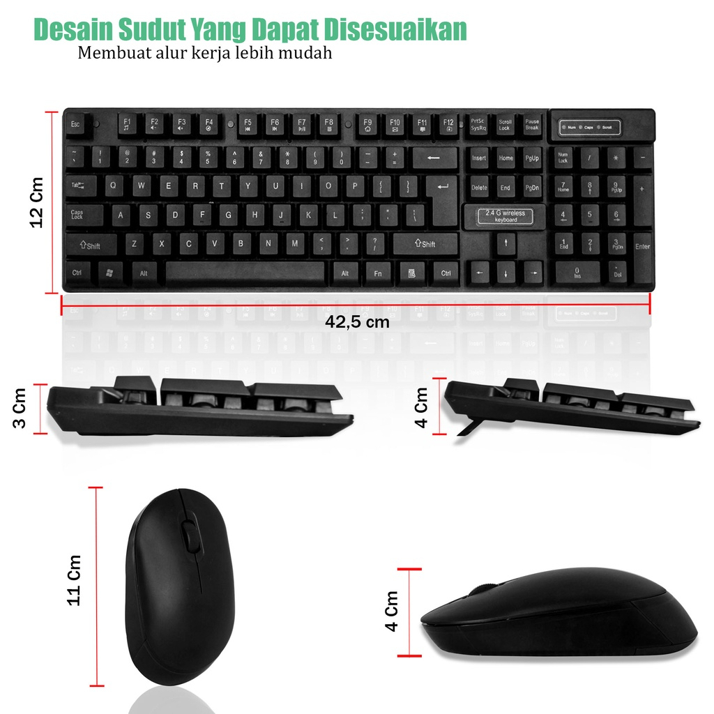 Keyboard Wireless Set Mouse Bluetooth Komputer Laptop Notebook Gaming Set