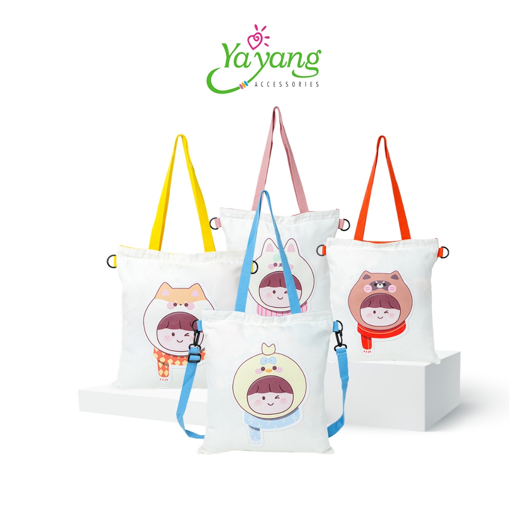YAYANG Tas Totebag Kanvas + Resleting -  Tote Bag Kuliah  - NTK0187